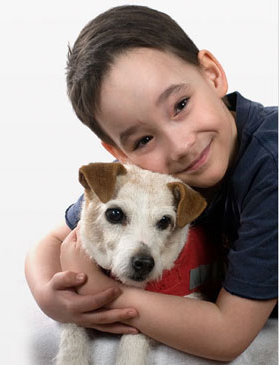 Cole with Service Dog of the Year Bingo.