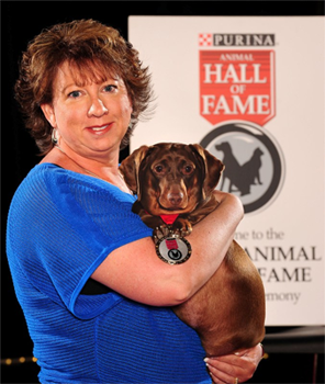 Bree with her owner Michele Gilks at the Purina Animal Hall of Fame ceremony.