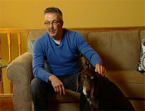 Brett Grinde and his hero dog Effie.