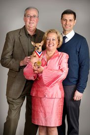 Kanga with her owners John and Mary Rudder and her Vet, Dr. Joseph Martins