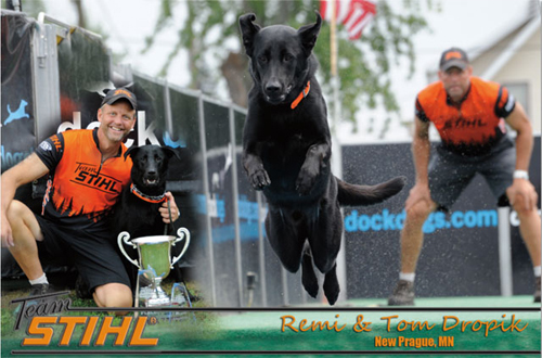 Remi and his owner Tom Dropik enjoy competing in Dockdog competitions around the country.