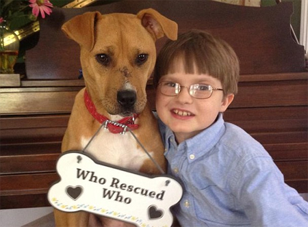 Xena wears a sign created by Linda Hickey to describe how the family feels about her. (Photo by Linda Hickey)