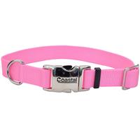 Coastal Adjustable Dog Collar with Metal Buckle Bright Pink 1&quot; x 18&quot;-26&quot; 28294