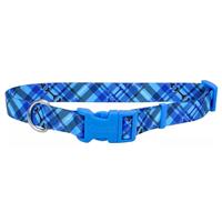 Coastal Adjustable Dog Collar with Buckle Plaid Bones  1” x 18”-28” 363001