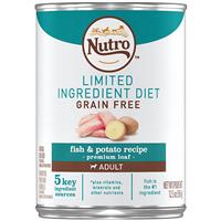 Nutro Limited Ingredient Diet Grain Free Fish &amp; Potato Recipe Premium Loaf Canned Dog Food 12.5 oz. I000593