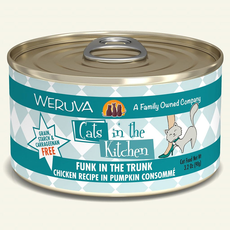 WERUVA Cats in the Kitchen Funk in the Trunk  - Chicken Recipe in Pumpkin Consomm&#233; Canned Cat Food 3.2 oz I003045