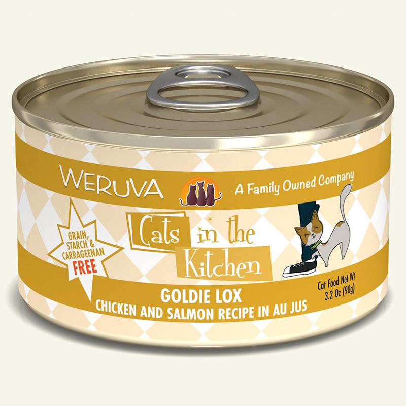 WERUVA Cats in the Kitchen Goldie Lox  - Chicken and Salmon Recipe Au Jus Canned Cat Food 3.2 oz I003046