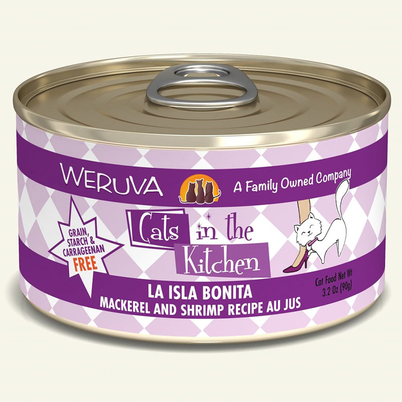 WERUVA Cats in the Kitchen La Isla Bonita - Mackerel and Shrimp Recipe Au Jus Canned Cat Food 3.2 oz I003051