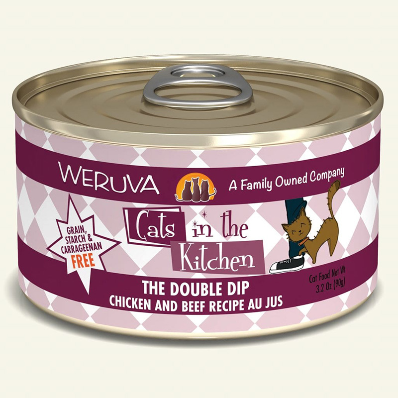WERUVA Cats in the Kitchen The Double Dip – Chicken and Beef Recipe Au Jus Canned Cat Food 3.2 oz I003059