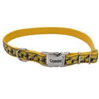 Coastal Ribbon Adjustable Dog Collar with Metal Buckle Yellow Buttercup  I006452b