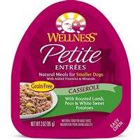 Wellness Petite Entrees Casserole Roasted Lamb, Peas &amp; Sweet Potatoes Dog Food 3oz Tub I007364