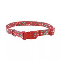 Coastal Adjustable Dog Collar with Buckle Red Bones 5/8&quot;x 10&quot;-14&quot; I012430