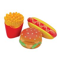 Coastal Li’l Pals Hamburger, French Fry &amp; Hotdog Dog Toy 4 in 3 pc  I019083
