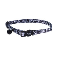 Coastal Safe Cat Black Skulls Fashion Adjustable Breakaway Collar 3/8&quot; x 8&quot;-12&quot; 729283
