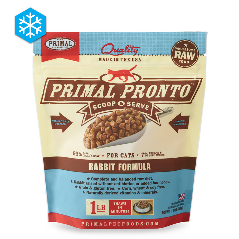 Primal Pronto Scoop &amp; Serve Wholesome Raw Rabbit Formula for Cats 1 lb. I005435
