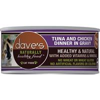 Dave’s Grain-Free Naturally Healthy Food Tuna &amp; Chicken Dinner in Gravy Can Food for Cats 5.5 oz. I007338