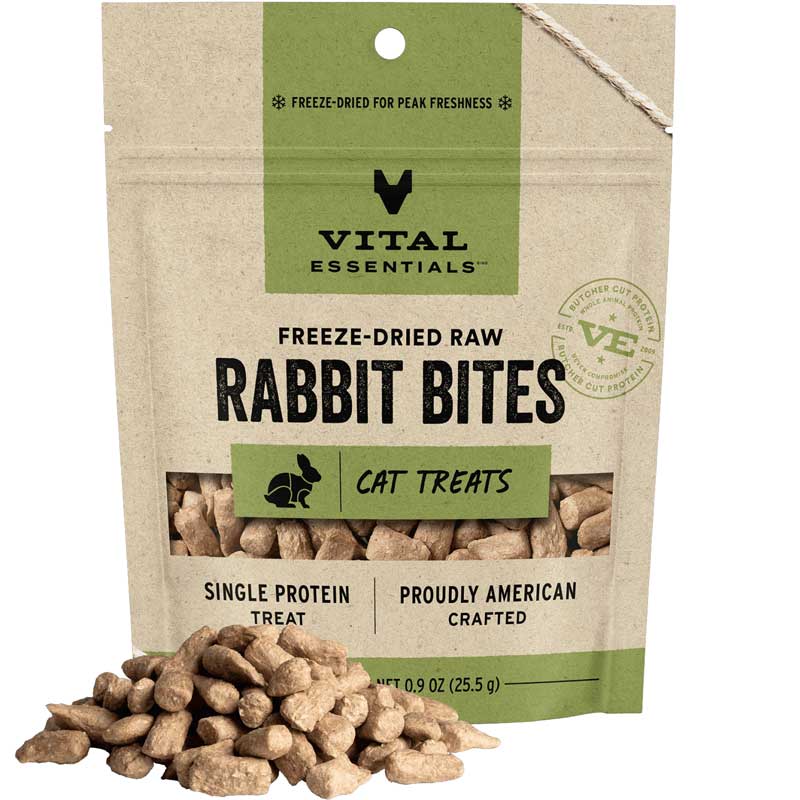 Vital Essentials Freeze Dried Cat Rabbit Bites .9 oz. I013620