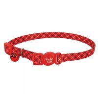 Coastal Safe Cat White Red Plaid Fashion Adjustable Breakaway Collar 3/8&quot; x 8&quot;-12&quot; I018935