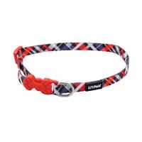 Coastal Li&#39;l Pals Red &amp; Grey Plaid Adjustable Patterned Dog Collar  I019015b