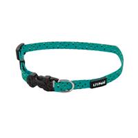 Coastal Li&#39;l Pals Adjustable Teal &amp; Grey Diamonds Patterned Dog Collar I019016b