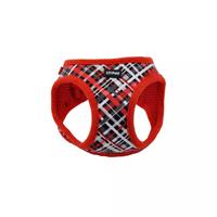 Coastal Li&#39;l Pals Red &amp; Grey Plaid Canvas Adjustable Dog Harness I019032b