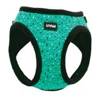 Coastal Li&#39;l Pals Teal &amp; Grey Diamonds Canvas Adjustable Dog Harness I019034b