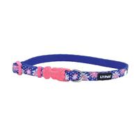 Coastal Li&#39;l Pals Blue with Flowers &amp; Dots Reflective Dog Collar I019043b