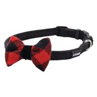 Coastal Li&#39;l Pals Black with Red Plaid Bowtie Microfiber Dog Collar I019054b