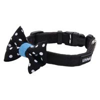 Coastal Li&#39;l Pals Black with White Polka Dot Bowtie Microfiber Dog Collar I019056b