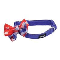 Coastal Li&#39;l Pals Blue with Red, White &amp; Blue Bowtie Microfiber Dog Collar I019060b
