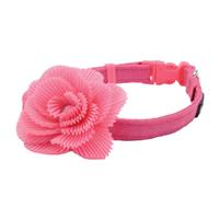 Coastal Li&#39;l Pals Pink with Pink Flower Microfiber Dog Collar I019062