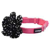 Coastal Li&#39;l Pals Pink with Black Flower Microfiber Dog Collar I019064b