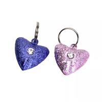 Coastal Heart Shaped Frosted Designer Pink &amp; Purple Cat Bells 2pk I019075
