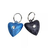 Coastal Heart Shaped Frosted Designer Blue &amp; Black Cat Bells 2pk I019076