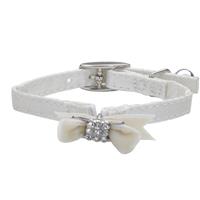 Coastal Li&#39;l Pals White Silk Safety Kitten Collar with Bow 3/8&quot; x 8&quot; I019313