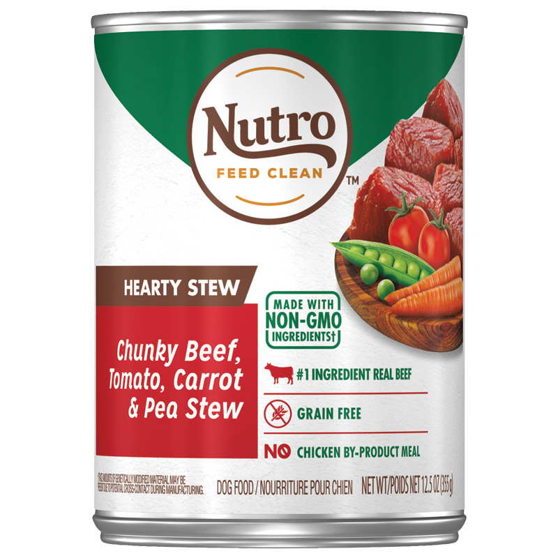 Nutro Hearty Stew Chunky Beef, Tomato, Carrot &amp; Pea Stew Dog Food 12.5 oz  I019509