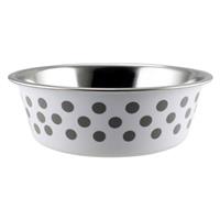 Indipets Buster Bowl White &amp; Grey Polka Dot I021239