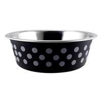 Indipets Buster Bowl Black &amp; Grey Polka Dot I021242b