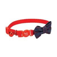 Coastal Safe Cat Embellished Fashion Collar Red with Blue Bow 3/8&quot; x 8&quot;-12&quot; I021744
