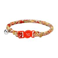 Coastal Red Floral Safe Cat Round Fashion Collar 3/8&quot; X 8&quot;-12&quot; I021750