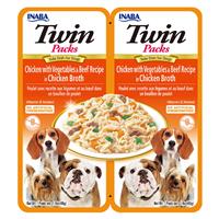 Inaba Twin Pack Chicken with Vegetables &amp; Beef Recipe in Chicken Broth for Dogs I022296