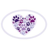Dog Speak Heart with Paws Oval Shaped Magnet I023837