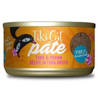 Tiki Cat Pate Tuna &amp; Prawn Recipe in Tuna Broth 2.8 oz. I024201
