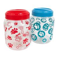 Pet Printed Plastic Treat Jar with Screw Tight Lid  I028102