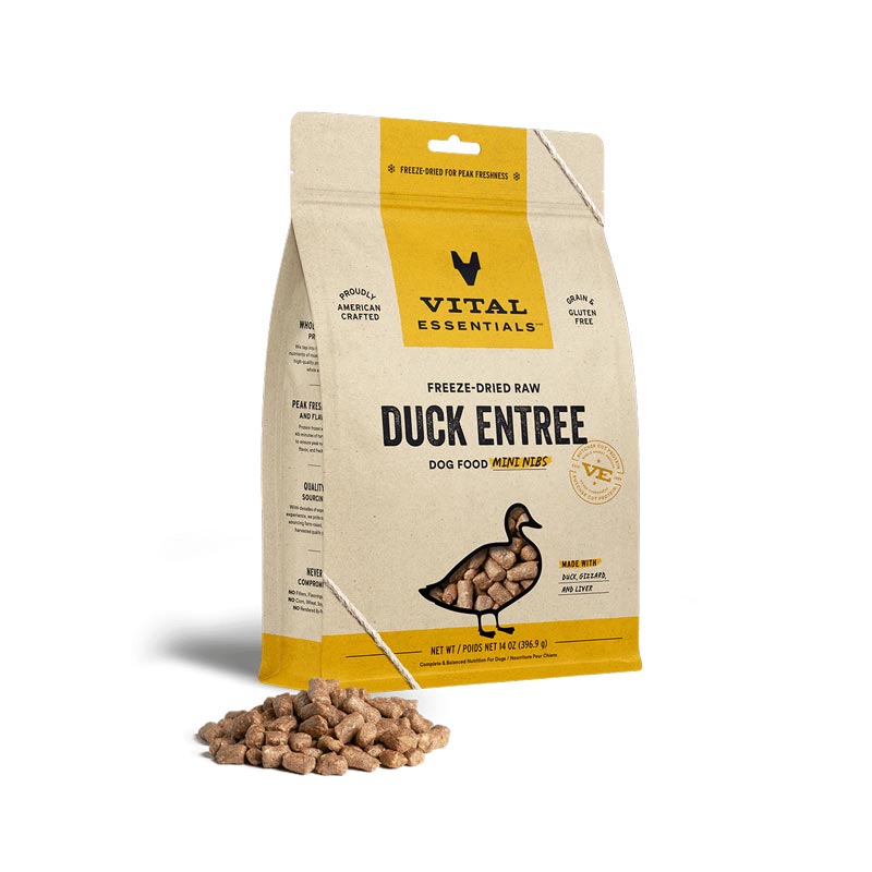 Vital Essentials Freeze Dried Duck Mini Nibs Raw Food for Dogs 16 oz. I028418