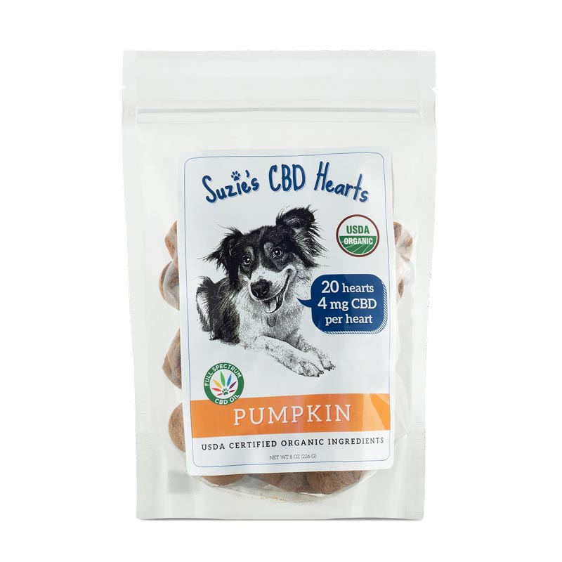 Suzie&#39;s CBD Hearts Pumpkin Treats for Dogs 7 oz. I028607