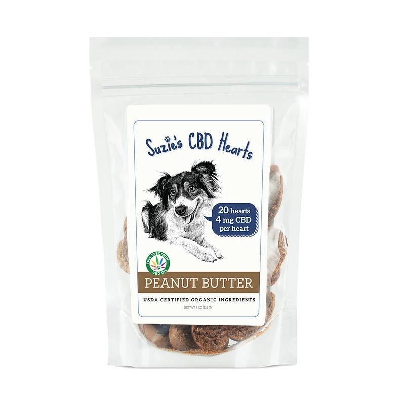 Suzie&#39;s CBD Hearts Peanut Butter Dog Treats 7 oz. I028615