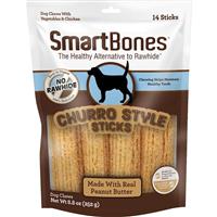 SmartBones Churro Style Sticks Peanut Butter Flavor Dog Treats 14 count  I029144