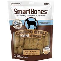 SmartBones Churro Style Mini Sticks Peanut Butter Flavor Dog Treats 28 count  I029145