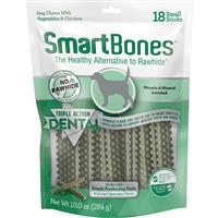 SmartBones Triple Action Dental Sticks Made with Seaweed &amp; Spearmint for Small Dogs 18ct I029146